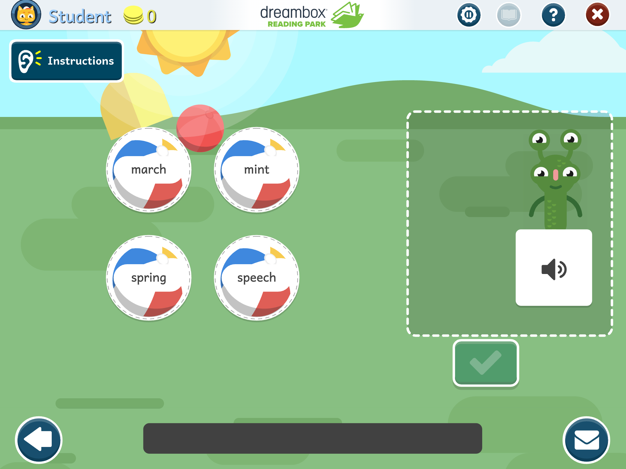 Screenshot of Phonics: Digraphs: Matching _ch Words (Sound to Text)