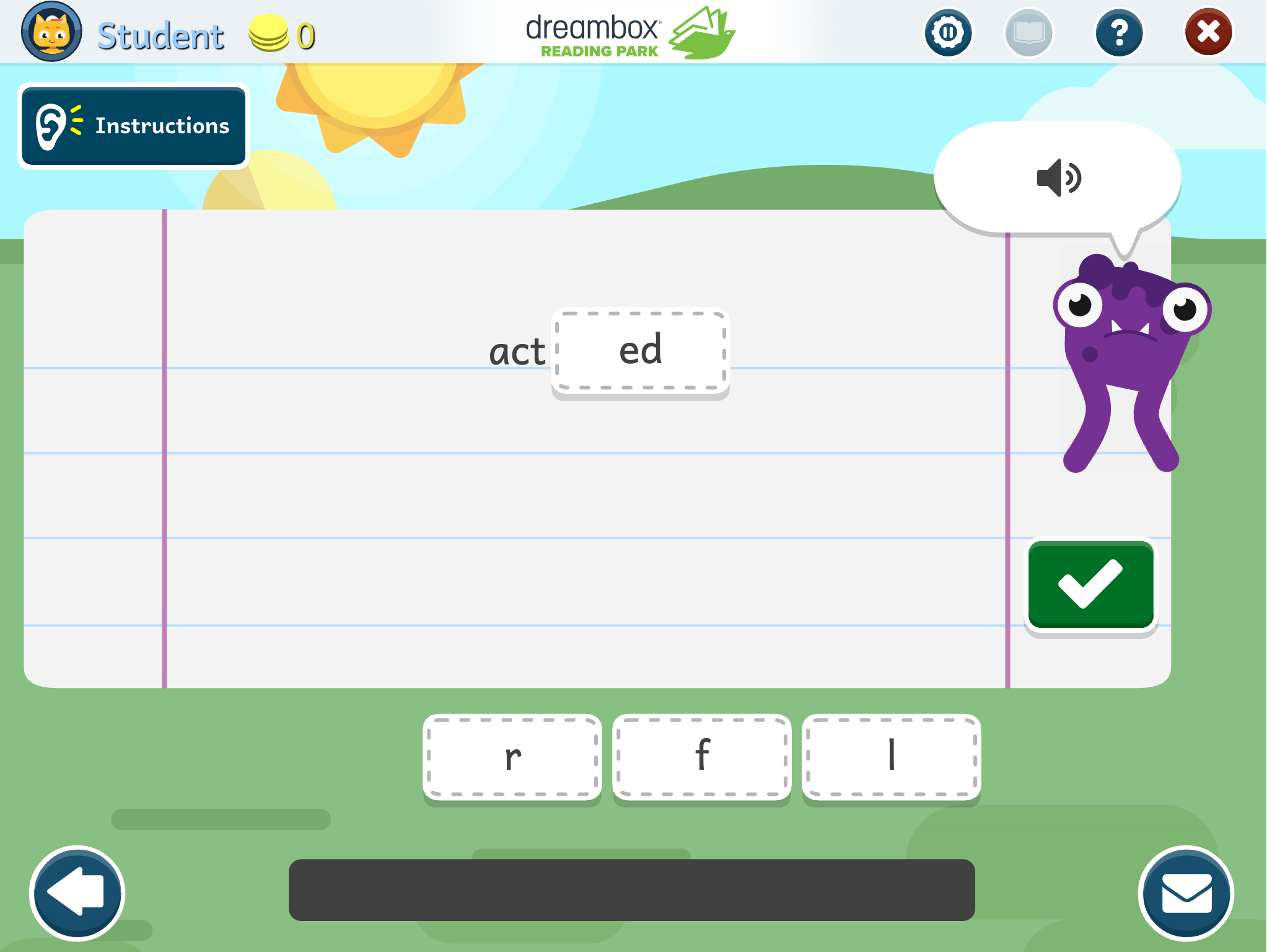 Screenshot of Phonics: Endings: Completing Words with _ed Ending