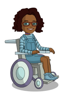 girl with glasses in a wheelchair
