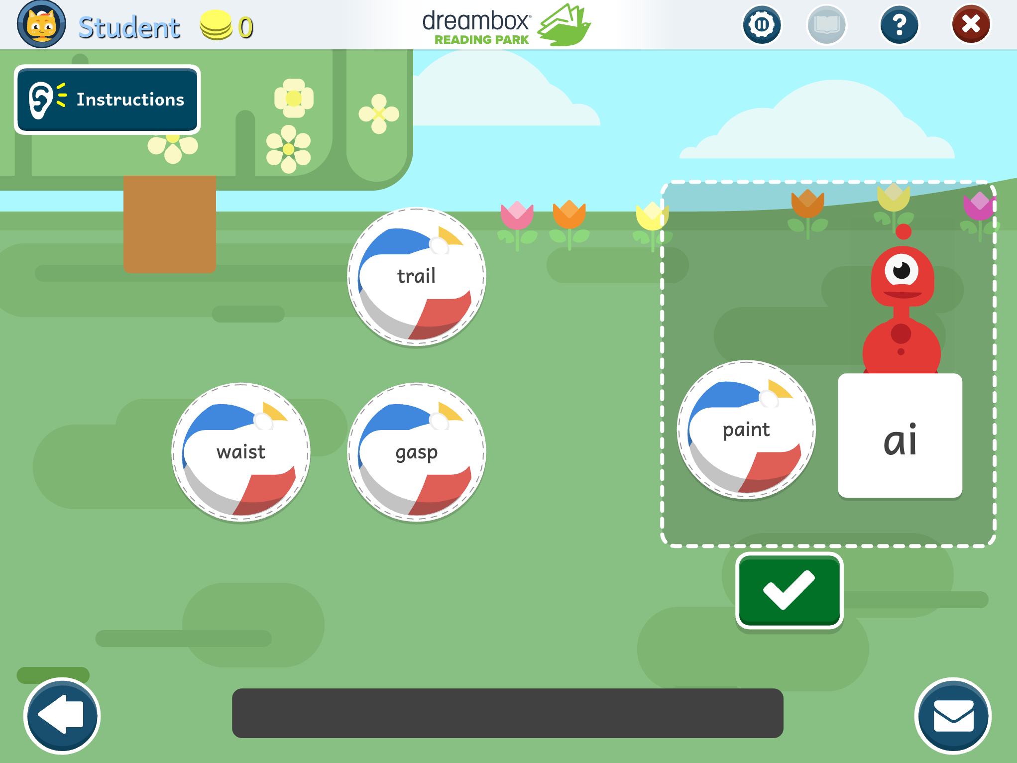 Screenshot of Phonics: Vowel Teams: Matching Long A: ai Words (Text to Text)