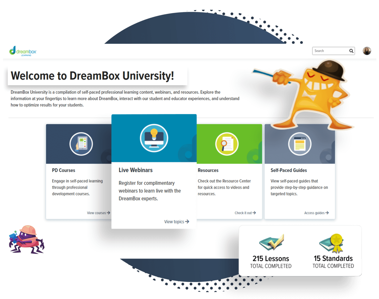 screenshot of DreamBox University homepage